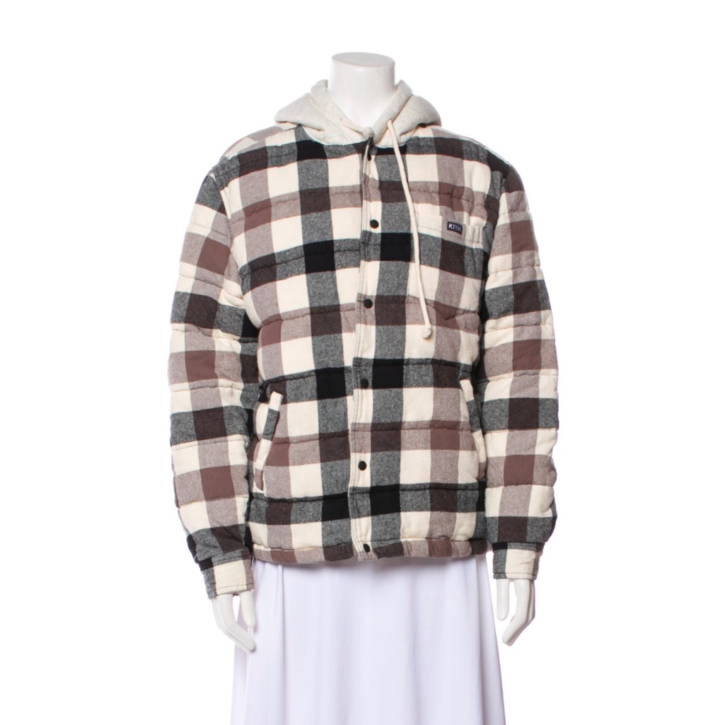 Kith Sterling Quilted Reversible Hoodie Plaid Print Puffer Jacket Coat